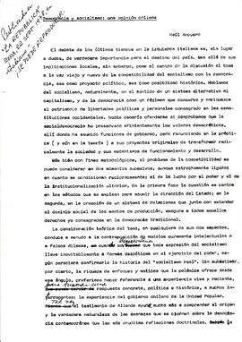 Democracia y socialismo: una opinión chilena (1)