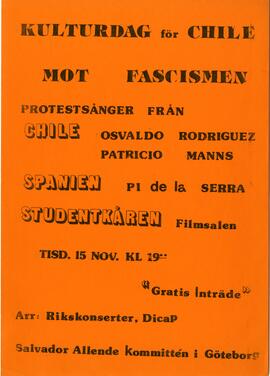 Kulturdag för Chile mot fascismen - Día cultural de Chile contra el fascismo.