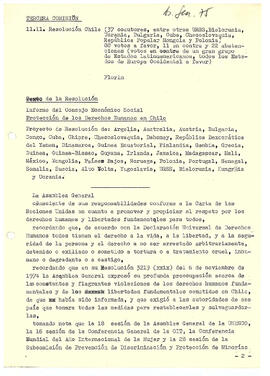 Tercera Comisión. Texto de la Resolución. Informe del Consejo Económico Social. (1)