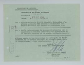 [Memorandum N°13590 - Ministerio de Relaciones Exteriores - Dirección de Asuntos Culturales e Inf...