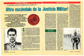 Reportaje, "Otro escándalo de la Justicia Militar. Artículo sobre la autoamnistía del genera...