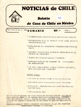 Noticias de Chile. N° 36.  Año I. Del 16 al 22 de mayo de 1985.