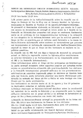 Reunión del secretariado de la Comisión Internacional. Helsinki, 28/8/76 (1)