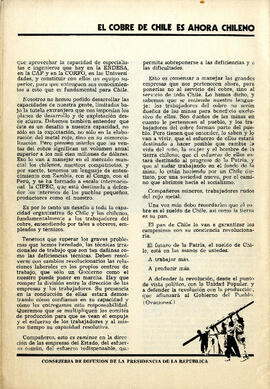 El cobre de Chile es ahora chileno: discurso del presidente Allende en el día de la dignidad naci...