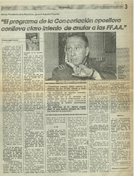 Afirma Presidente de la República, general Augusto Pinochet: 'El programa de la Concertación opos...