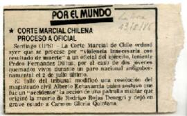 Corte marcial chilena procesa a oficial