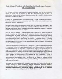 Carta abierta al Presidente de la República, don Ricardo Lagos Escobar, y a la sociedad chilena