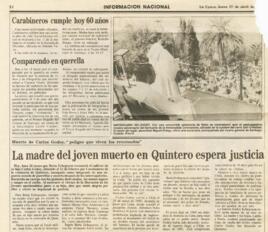 La madre del joven muerto en Quintero espera justicia