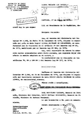 Decreto N°97. Deroga decreto del Ministerio del Interior N° 2.166 del 26 de noviembre de 1974 que...