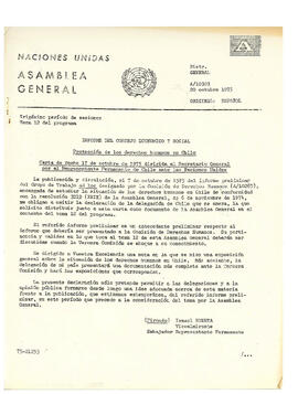 Informe del consejo Económico y Social. Protección de los derechos humanos en Chile. Carta fecha ...